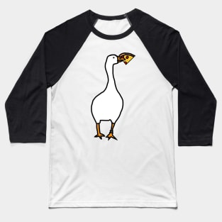 White Goose Steals Pizza Baseball T-Shirt